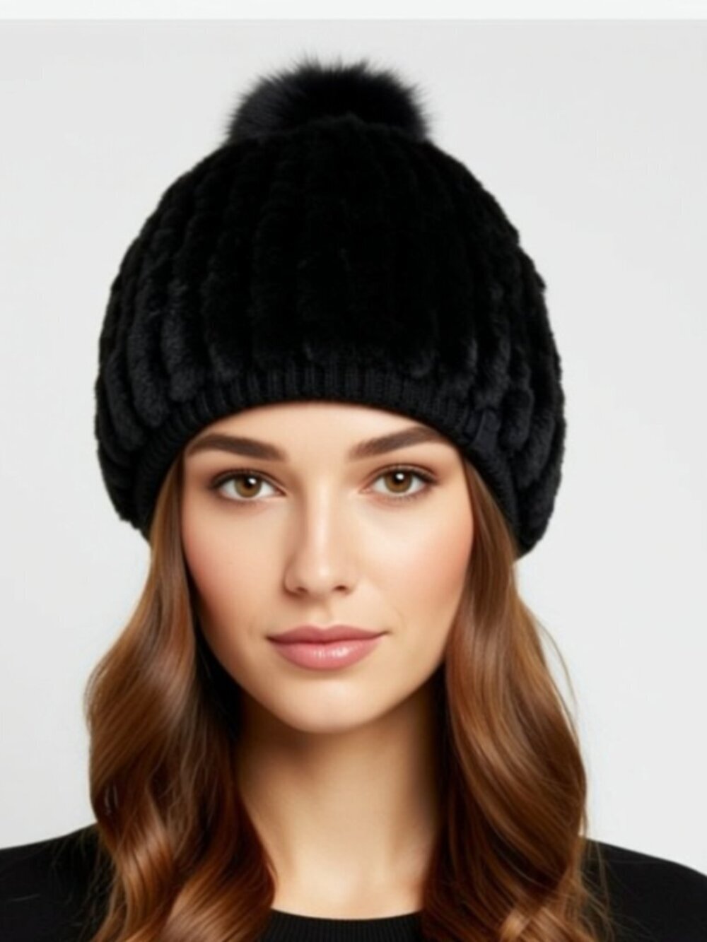 Calvin Klein Black Pom Pom Beanie Hat - Black O/S (B34)
